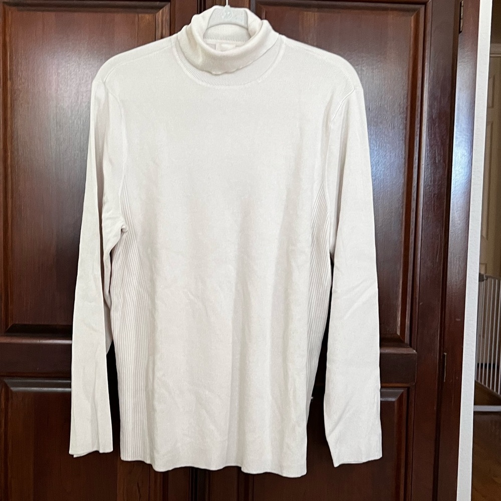 CHICO’S Fine-Knit Turtleneck Sweater in Ivory - Size 18 (Chico’s Size 4)
